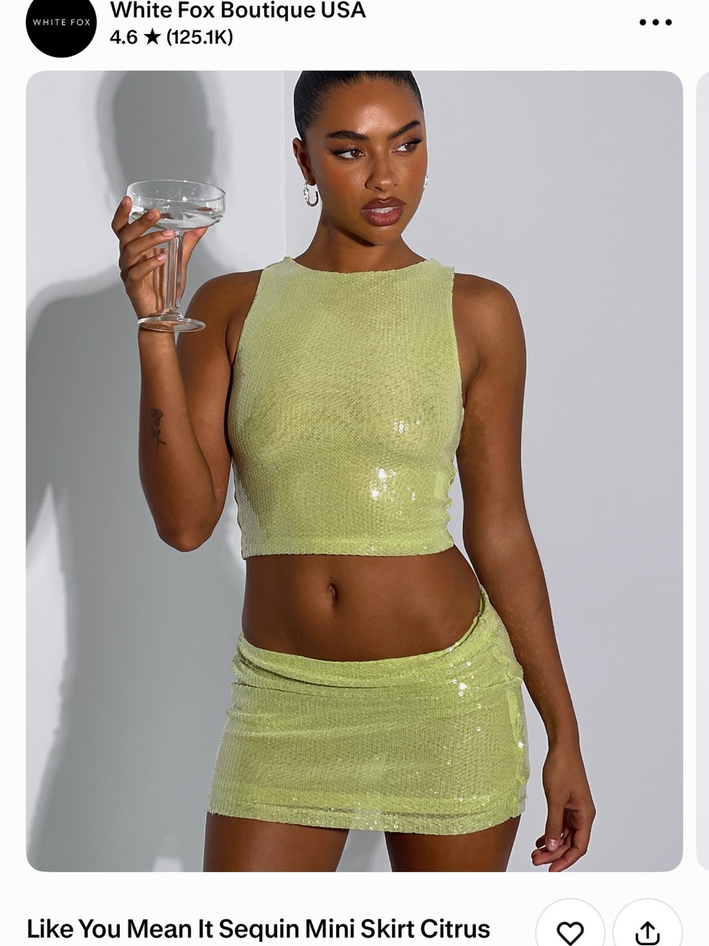 Sequin Citrus Lime Mini Skirt